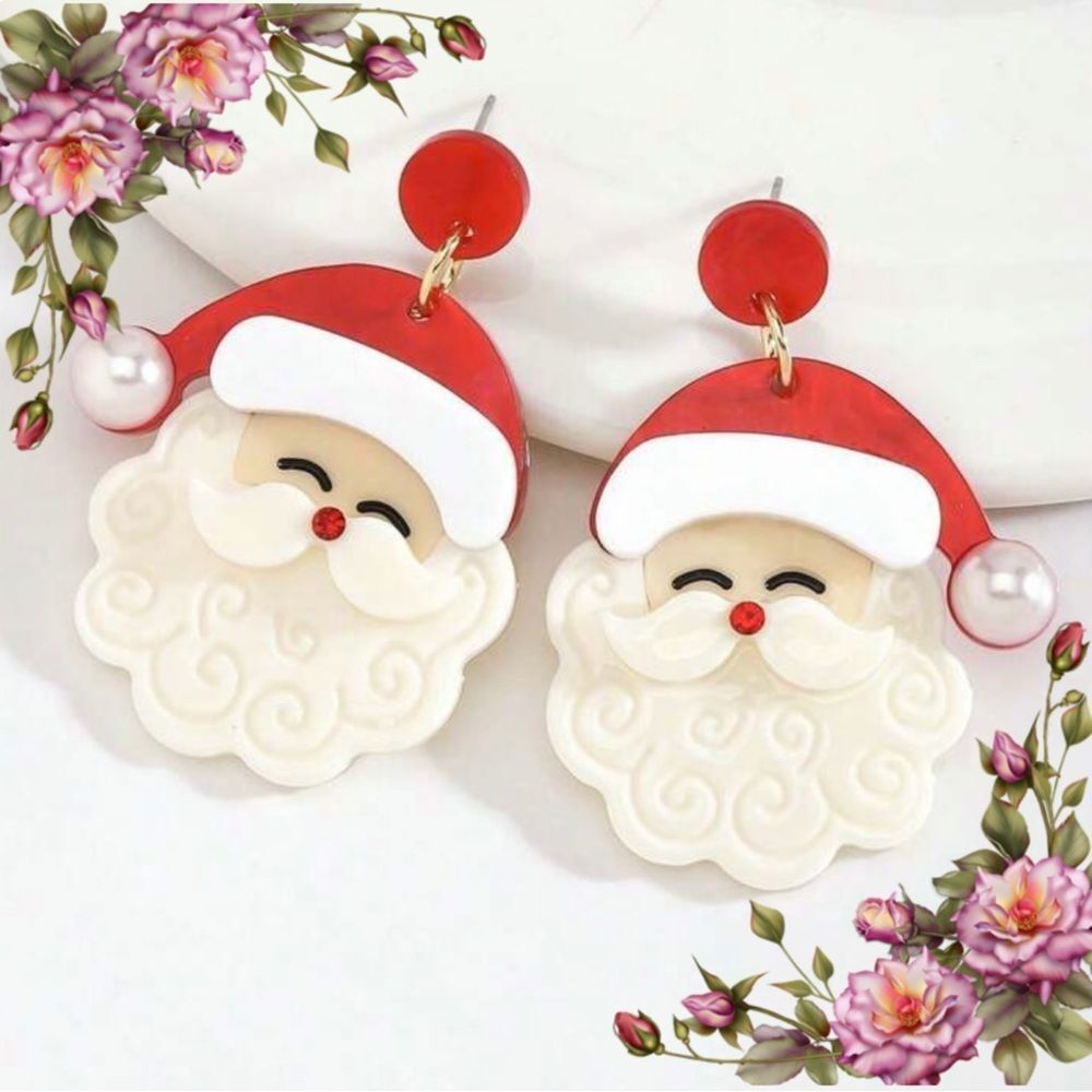 ChristmasโTheme Cute S anta Claus Acrylicโ Earrings